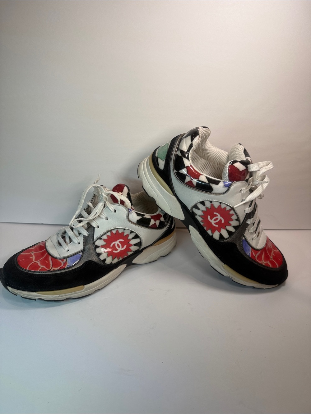 CHANEL Multicolor Leather & Mesh Athletic Sneakers